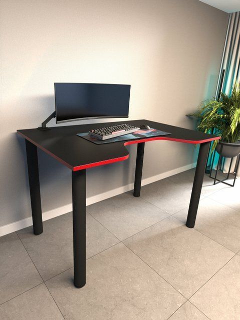 Геймерський стіл Q GAMING 100&times;68 см &mdash; Чорний з червоним NA77 фото